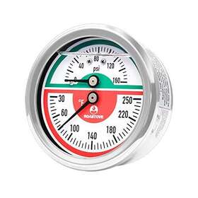 Roastove 727536780182 Tridicator Thermo-manometer 2-1/2 Inch Silicone Oil Filled 0-160psi/30-2 Roastove 727536780182 Tridicator Thermo-manometer 2-1/2 Inch Silicone Oil Filled 0-160psi/30-2