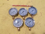 Lot Of 5 New Hfdy Glycerin Filled Pressure Gauges 1/2'' X 1/4NPT 0-140 Psi. Fixed Price $49.00.