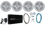 (4) Rockville RMSTS65S 6.5" 1600W Marine Boat SPEAKERS+4-CH Amplifier+amp Kit. Fixed Price $294.85.