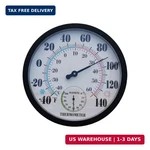 Outdoor Thermometer Hygrometer, 10 Inch Round Black Wall Mount With High Gloss F. Fixed Price $36.05.